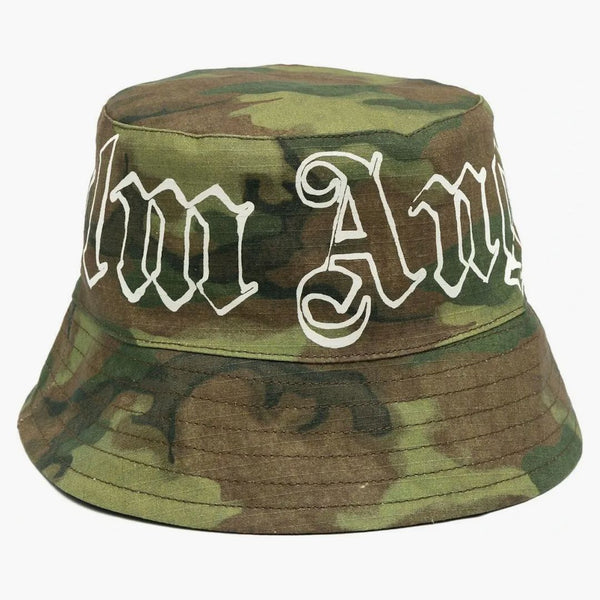 Logo Palm Angel Print Camouflage Bucket má zelenou
