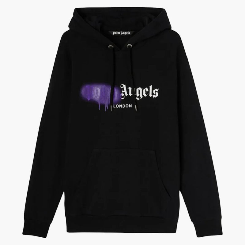 Palm Angels London Sprayed Hoodie Black/purple