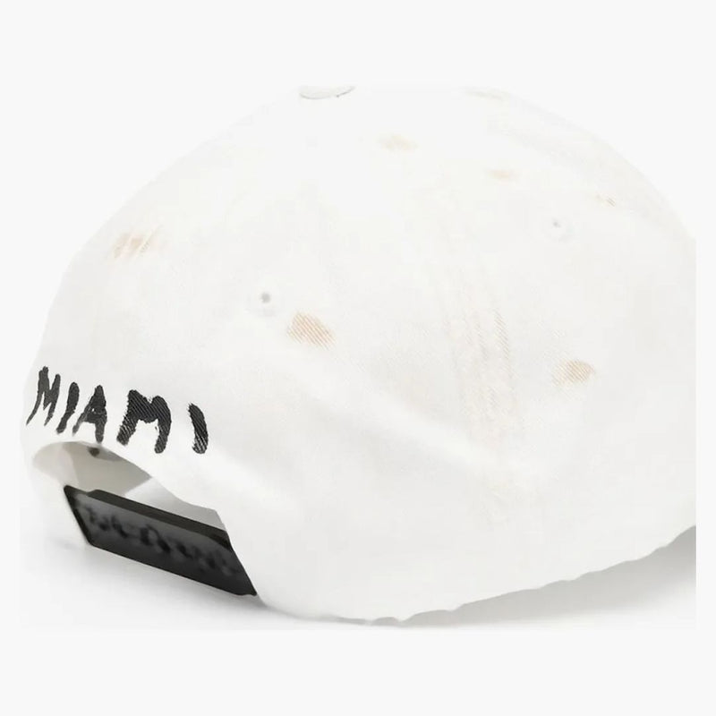 Palm Angels Miami roztrhaná logo čepice bílá