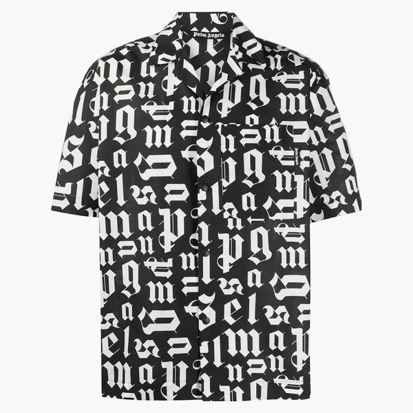 Palm Angels Monogram Bowling Shirt Black