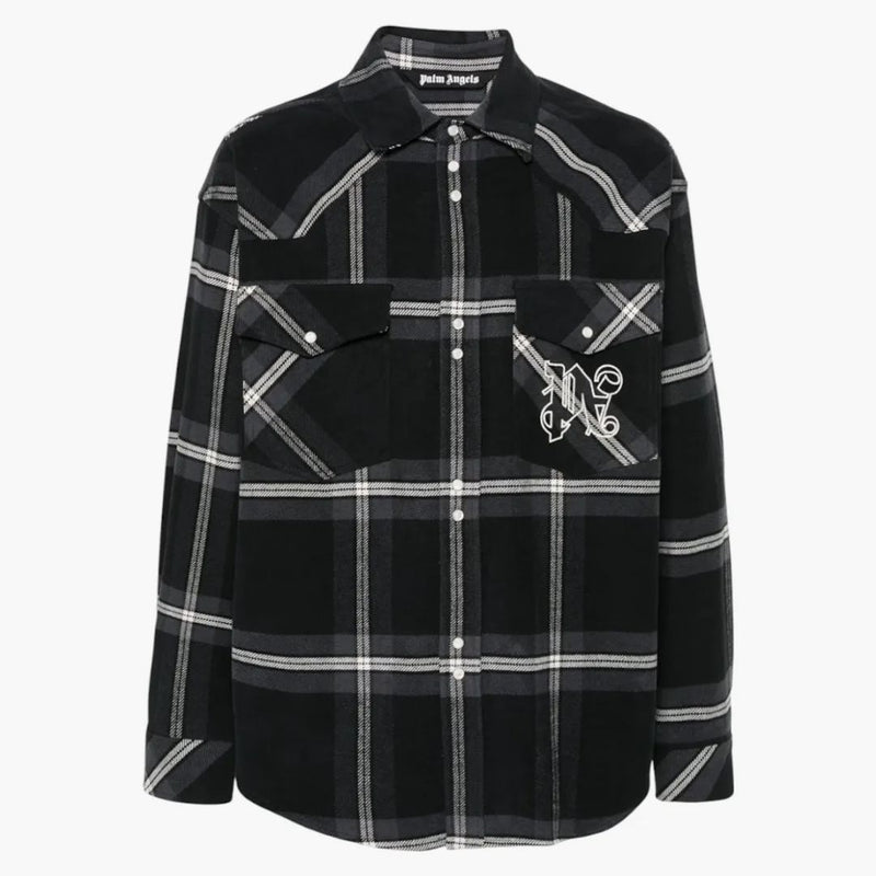 Palm Angels Monogram Check Overshirt Black