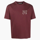 Palm Angels Monogram Camiseta de algodón Burdeos rojo/blanco