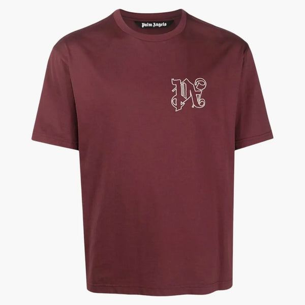 Tričko s monogramem Palm Angels Monogram Bordeaux Red/White