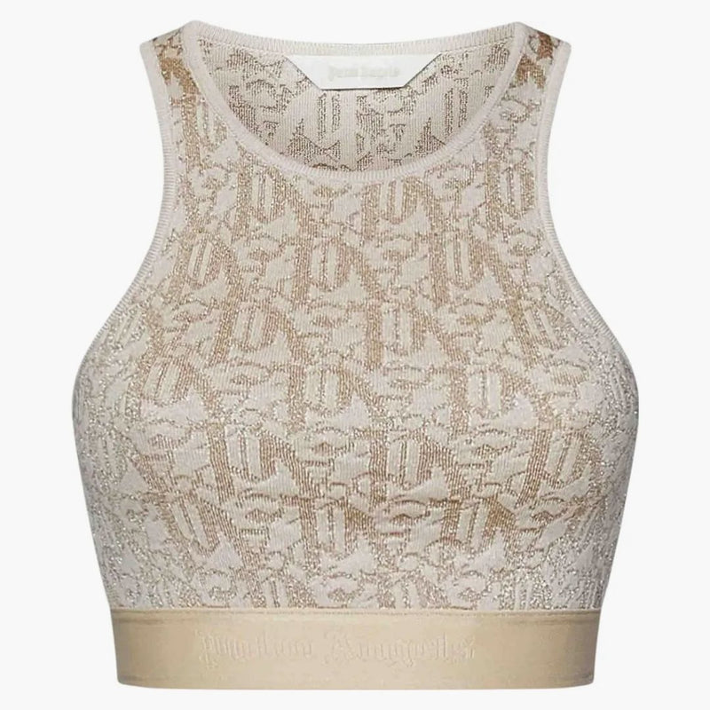 Palm Angels Monogram Jacquard Knit Bra Beige