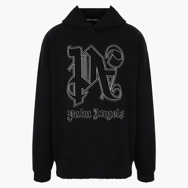 Palm Angels Monogram Prohlášení Logo Hoodie Black