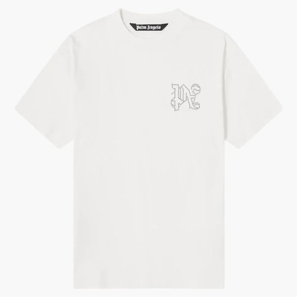 Klasické tričko Palm Angels Monogram Stud White