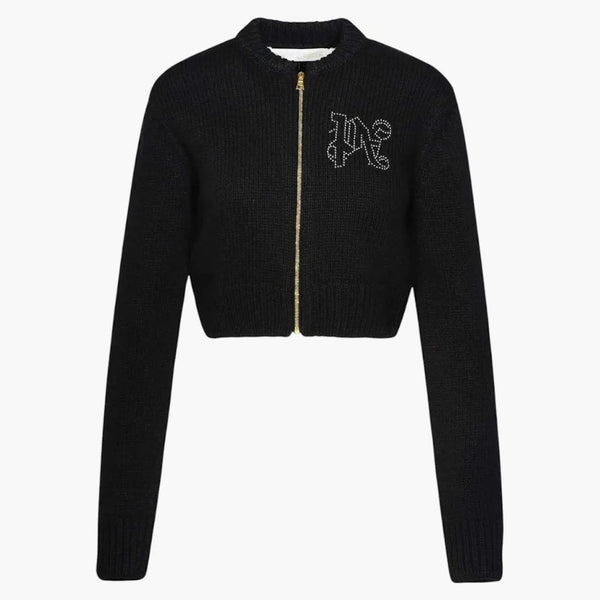Palm Angels Monogram Stud Zip Svetr černá