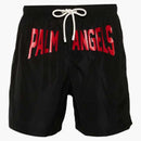 Palm Angels Pa City Logo-print Swim Shorts Black/bright Red