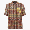 Palm Angels PA logo Plaid Bowling Shirt Burgundsko/Yellow/Multi