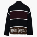 Palm Angels pa monogram randig stickad jacka blå