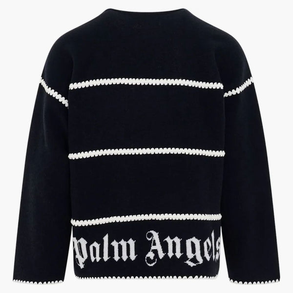 Palm Angels Pa Monogram Striped Sweater Blue