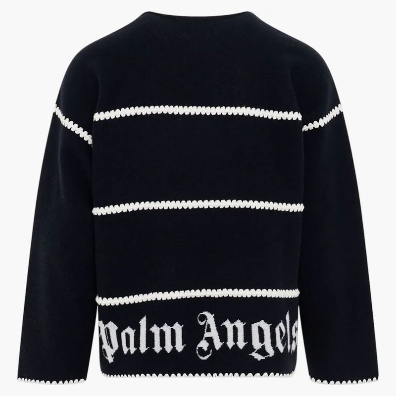 Palm Angels PA Monogram pruhovaný svetr modrý