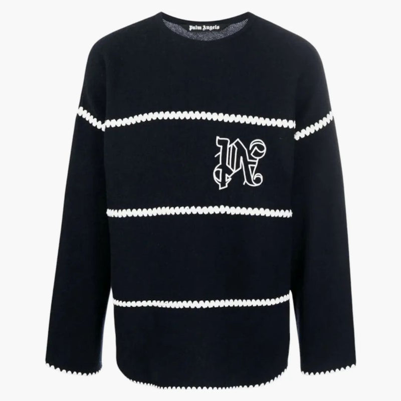 Palm Angels PA Monogram pruhovaný svetr modrý