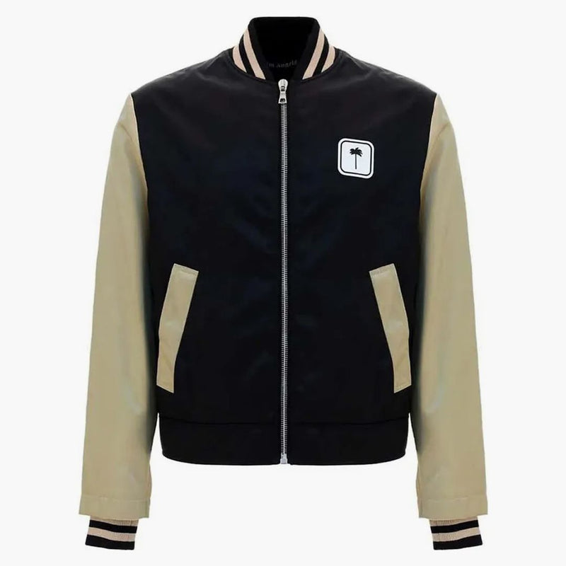 Palm Angels Pxp Logo Patch Zipped Bomber Jacket Black