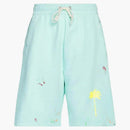 Palm Angels Pxp Painted Sweatshort Seafoam/Yellow