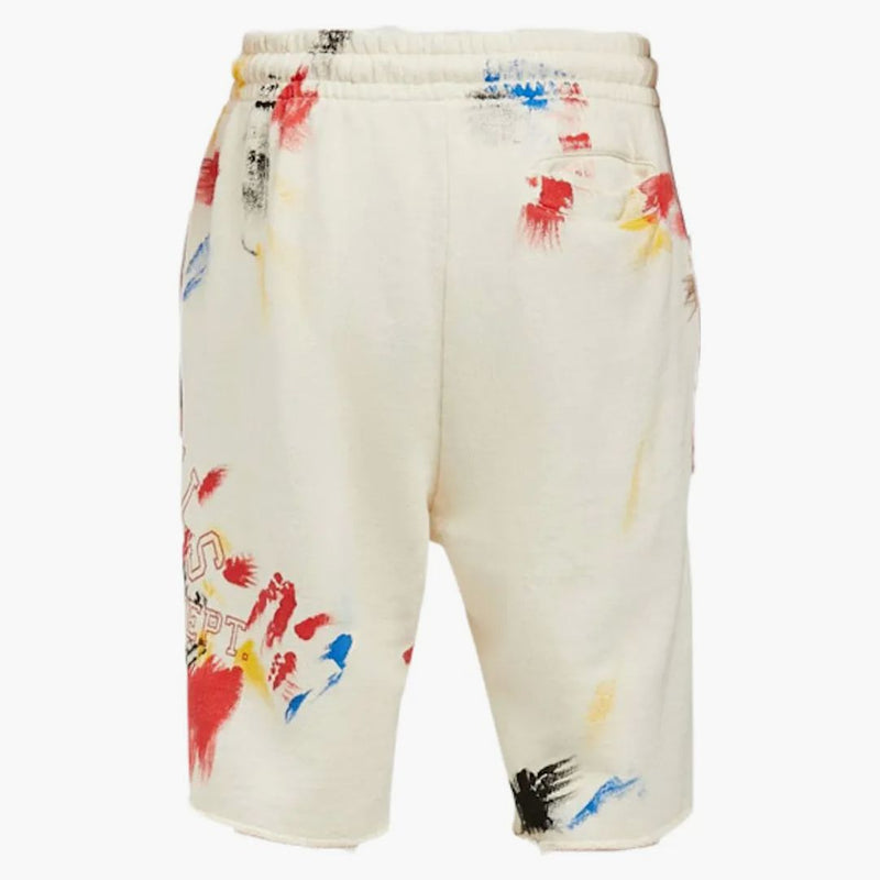 Palm Angels Painted College Logo Sweat Shorts White Multi