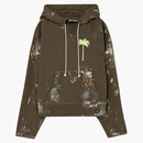 Palm Angels Painted Raw Cut Hoodie Green
