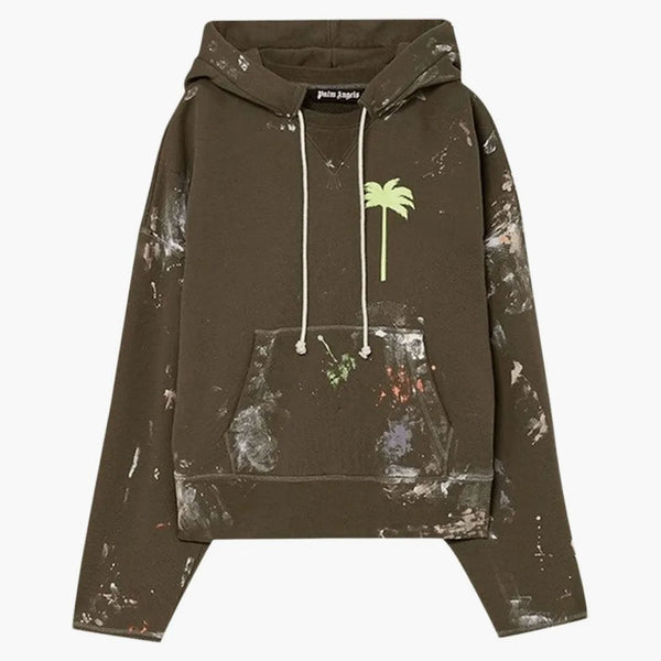 Palm Angels malované syrové řezané mikiny zelené