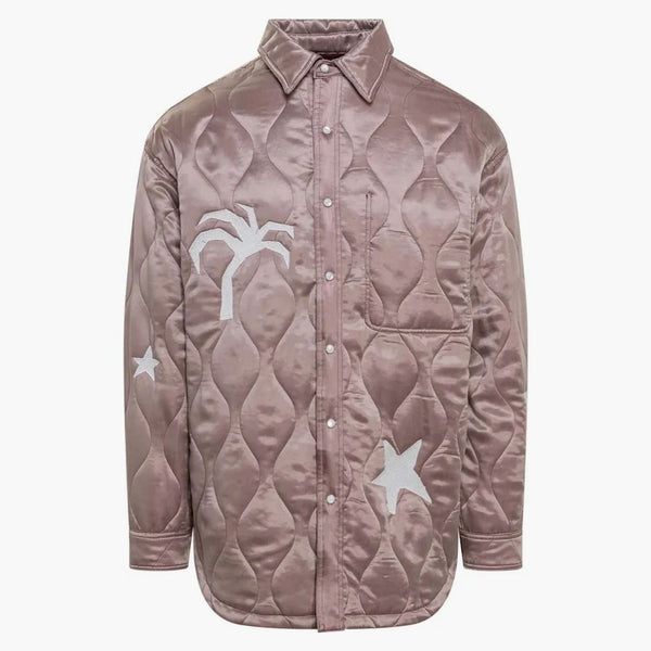 Palm Angels Life Is A Palm Quilted Overshirt Beige