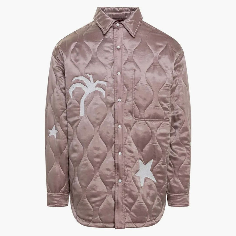 Palm Angels Life Is A Palm Quilted Overshirt Beige