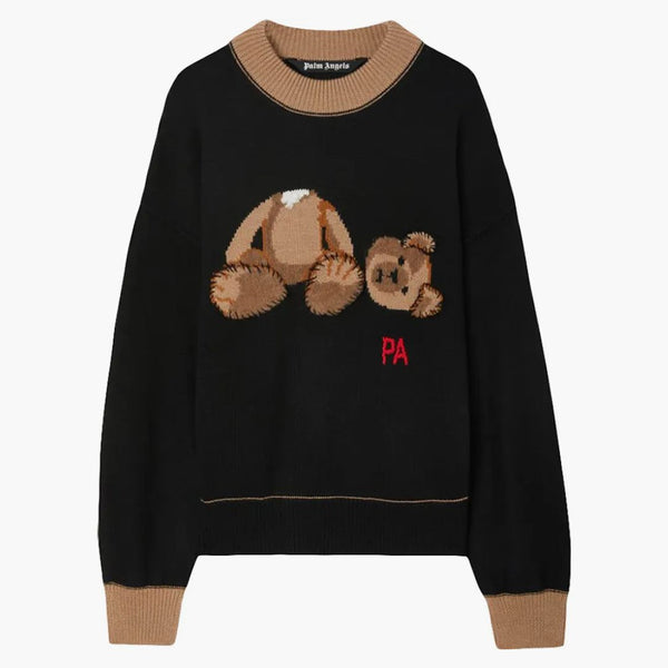 Palm Angels Palm Bear Wool Pletený svetr černá/hnědá