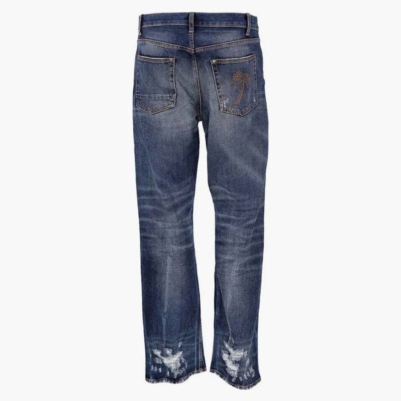 Palm Angels Palm Logo Straight Fit Jeans Blue