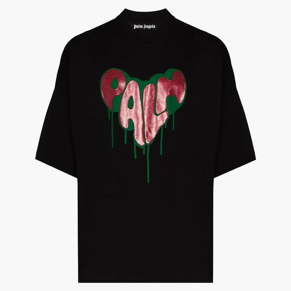 Palm Angels Palm Spray Heart T-shirt Black Red Green