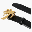 Palm Angels Palm Tree Buckle Leather Belt Black/Gold-Tone