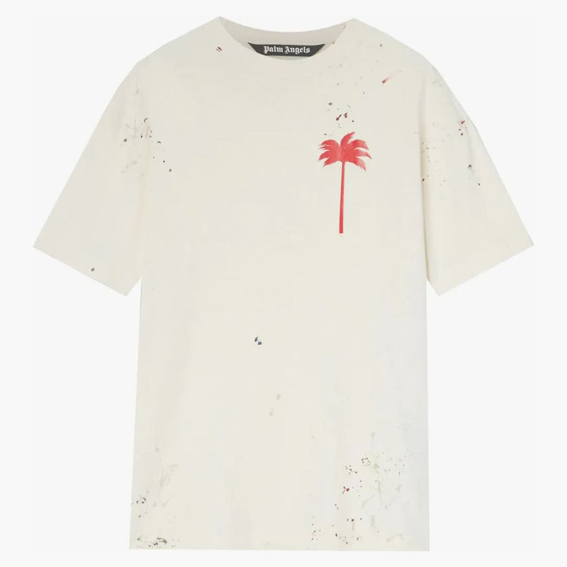 Palm Angels Palm Tree Painted T-shirt Off White/red