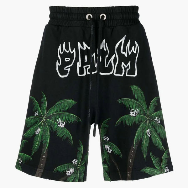Palm Angels Palms & Skull Vintage Sweatshorts Black/green