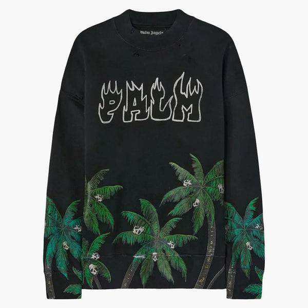 Palm Angels Palms & Skulls Vintage Crewneck Black/green