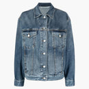 Palm Angels Palms Sunrise Denim Jacket Over Shirt Blue