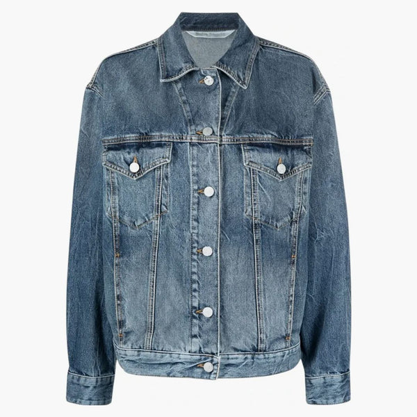 Palm Angels Palms Sunrise Denim Jacket přes košili modrou