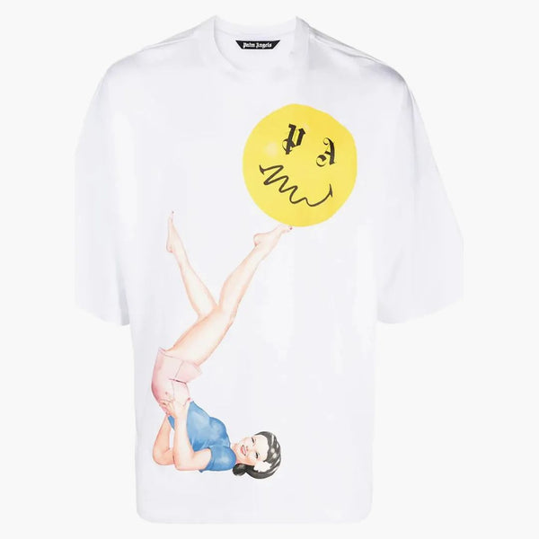 Palm Angels Pin Up Graphic Cotton Tričko bílé