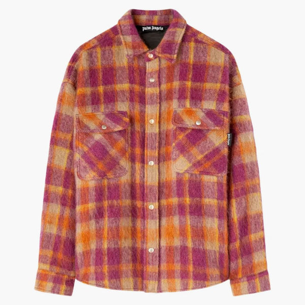 Palm Angels Plaid-print Shirt Jacket Orange/multicolour