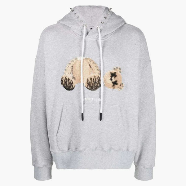 Palm Angels Punk Bear Hoodie Grey