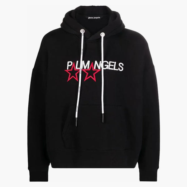 Logo Palm Angels Racing Stars Hoodie Black/White/Red