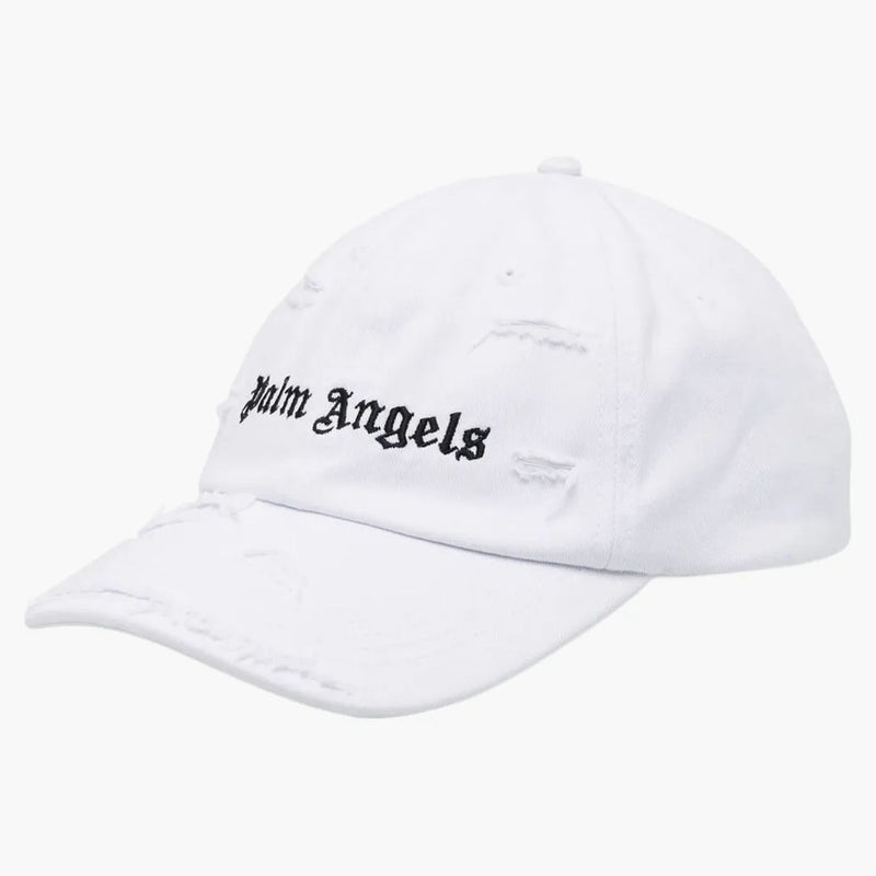 Palm Angels Ripped Logo Cap White/black