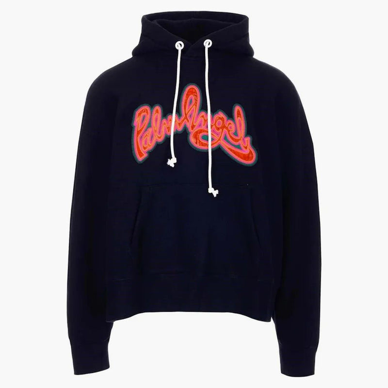 Palm Angels Script Logo Popover Hoodie Black/orange