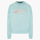 Shark Crewneck Palm Angels Shark Svetr světle modrý/bílý