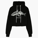 Palm Angels Shark Cropped Hoodie Black/White