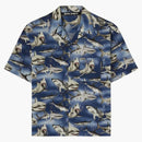 Palm Angels Sharks Bowling Shirt Blue/Black