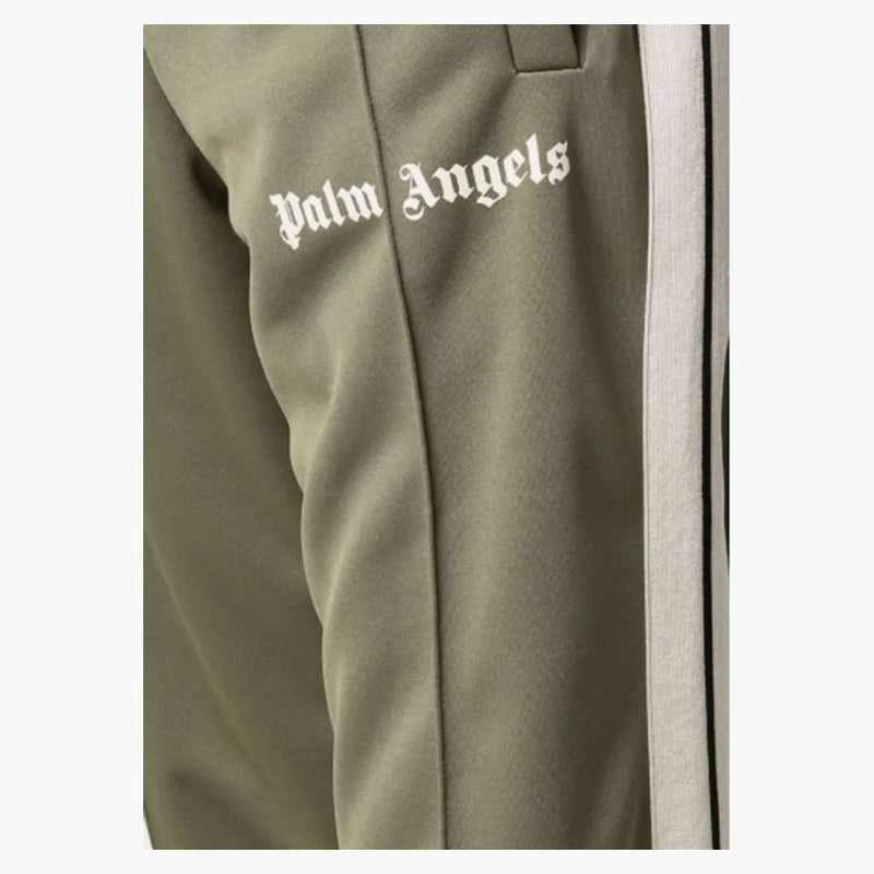 Palm Angels Side Stripe Slim Fit Track Pants vojenské z bílé