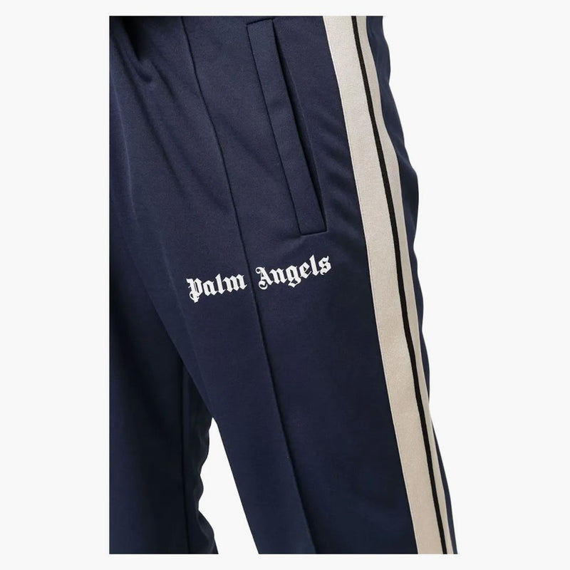 Palm Angels Side Stripe Straight Leg Track Pants Fw 21 Navy Blue White