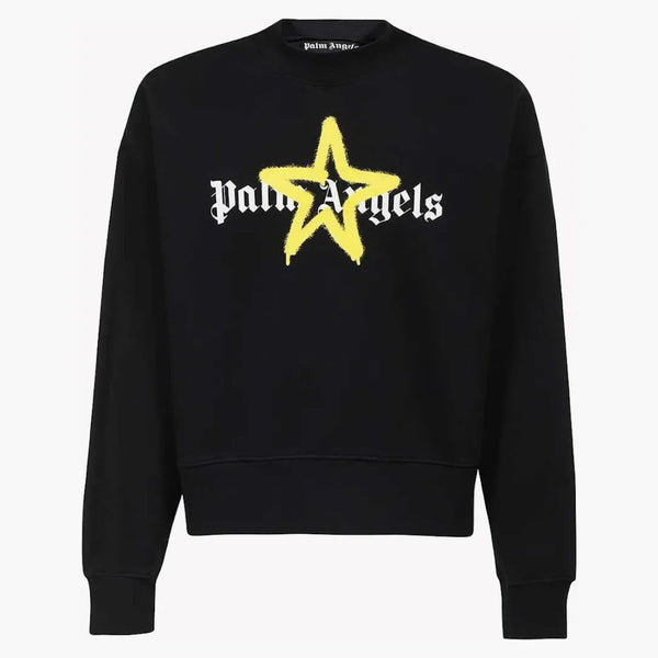 Mikina Palm Angels Spray Star Logo Black/Yellow