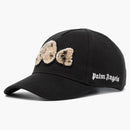 Palm Angels Spray Bear Print Cap Black Beige