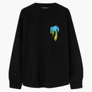 Palm Angels Sprayed Palm Logo Over Longsleeve T-shirt Black/green