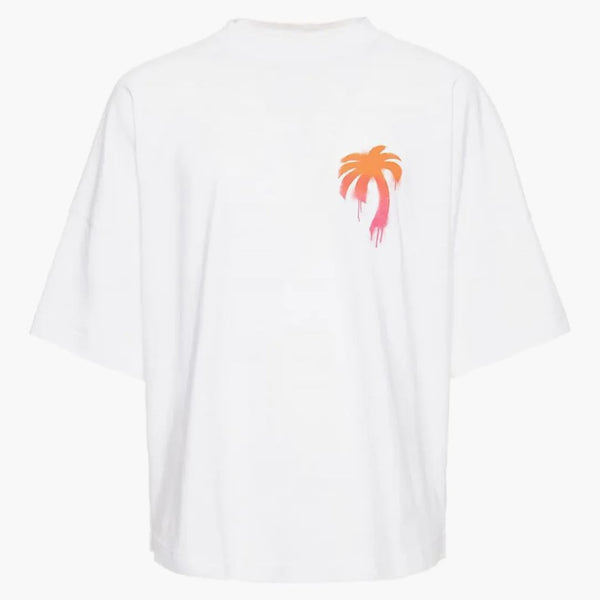 Tričko Palm Angels postříkané logo dlaně bílé