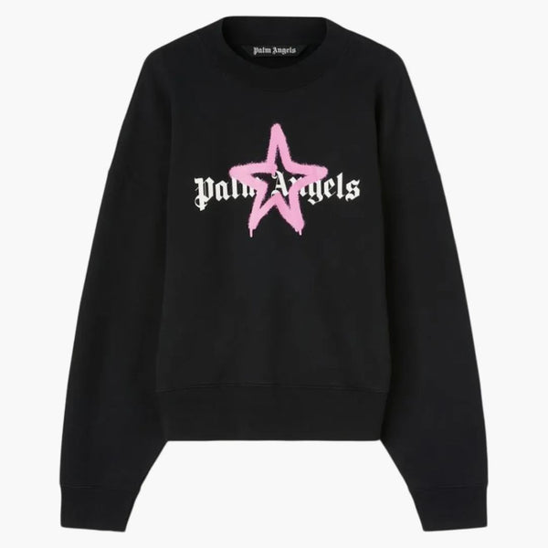 Hvězda Palm Angels postříkala Crewneck Black/Pink