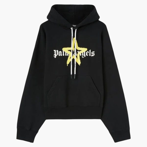 Palm Angels Star Star spruzzato con cappuccio nero/giallo